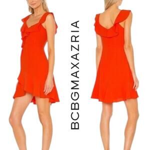 BCBGMAXAZRIA | NWT | 12 | One Shoulder Asymmetrical Ruffle Mini Cocktail Dress